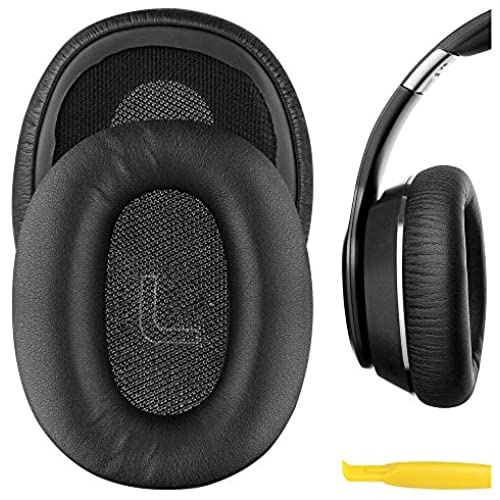 Geekria イヤーパッド QuickFit 互換性 パッド Edifier W820BT, W828NB ヘッドホンに対応 パッド イヤークッション/イヤーカップ (プロテインレザー/ブラック)