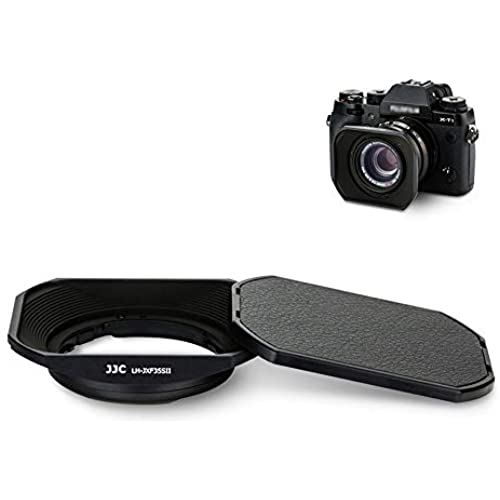 JJC メタル 正方形 レンズフード + フードキャップ 富士フィルム Fujifilm Fujinon XC 35mm F2 & XF 23mm / 35mm F2 R WR レンズ 用 X-T4 X-T200 X-A7 X-Pro3 X-Pro2 ... ブラック