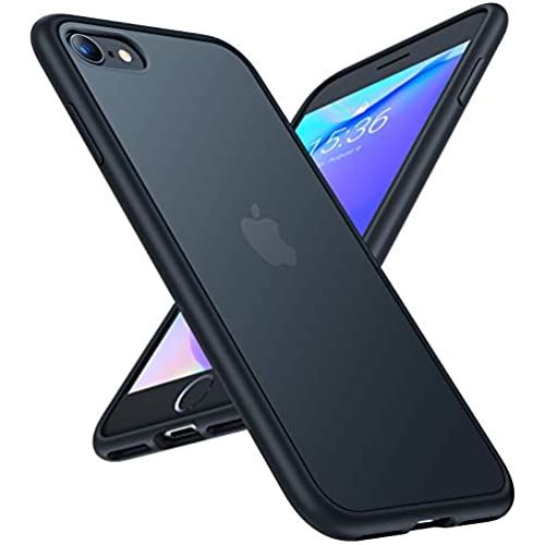 TORRAS iPhone SE用 7用 8 用ケース 半透明 耐衝撃 米軍MIL規格 マット感 SGS認証 黄ばみなし レンズ保護 ストラップホール付き 高級感4.7インチ アイフォン SE 7 8用カバー（ブラック）