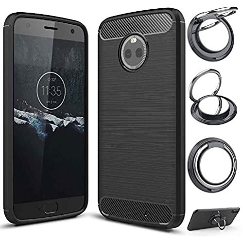 【スマホリングスタンド付】【Seven seas】MOTO X4 ケース カバー 炭素繊維 TPU シリコン素材を使用した ケース 保護バンパー アンチグレア素材を使用した耐水、防指紋、散熱加工の超薄型、スタイリッシュバンパーケース ...