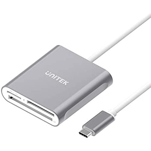 Unitek USB C マルチカードリーダー 3スロット搭載 SD・TF/microSD・コンパクトフラッシュ/CFカードリーダー USB Cデバイス用 3 枚のカードを同時に読み取る USB3.0 メモリカード アルミ合金 ... SD+TF+CF