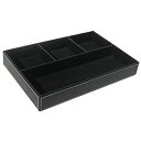 KINGFOM 4グリッドPUレザー収納ボックス 小物/雑物/文具/化粧品/携帯電話収納ケース 卓上収納グリッド デスクオーガナイザー 自宅 オフィス用多用途収納ボックス ビジネススタイル おしゃれ(ブラック)(3)