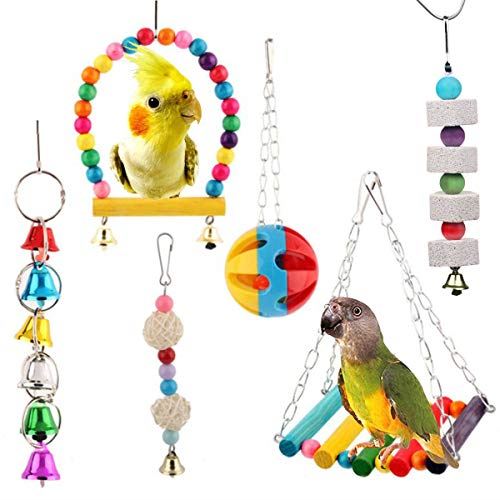 【 夢中になる6点セット 】iikuru インコ おもちゃ 吊り下げ 鳥 止まり木 木製 ブランコ 小鳥 とまり木 はしご 遊び道具 セキセイインコ 玩具 y8...