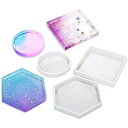 【Ever garden】コースター シリコンモールド 3個セット 正方形 六角形 丸 四角 レジン UVレジン エポキシ樹脂 アロマストーン 手作り 石鹸 キャンドル 樹脂 粘土 オルゴナイト 型 抜き型
