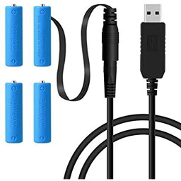 LANMU USB 5V-6V DC電源供給ケーブル エネループ ダミー電池 単3形バッテリー電源 4個セット充電池USB-DCケーブル付き 単3形バッテリー交換 電池スペーサー 繰り返し使用 クリスマス飾り/クリスマス/お正月/花火大会