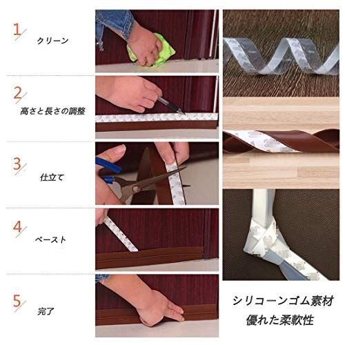 T.M.Bストアの風防止テープ 隙間テープ 補修テープ 自動ドア サッシ防風 防寒 冷暖房効率アップ 防騒音 ホコリ侵入防止 窓枠 シール 扉の隙間 ドア下部シールテープ 空き間テープ(半透明, 3.5cmx10m)｜アングル2