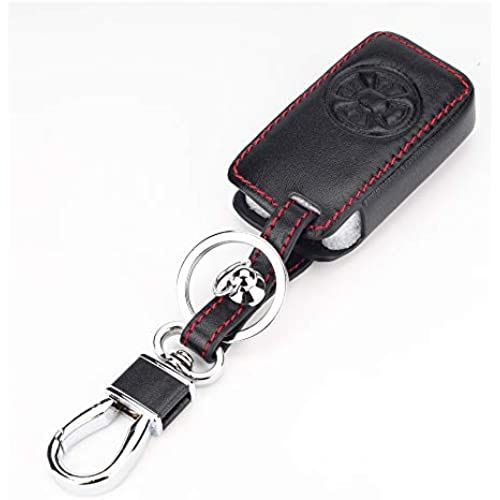 BKY トヨタ車用 革製キーケース エスティマ50系 ノア ヴォクシー60/70系 アルファード20系 オーリス マークX適用キーホルダー (ブラック)