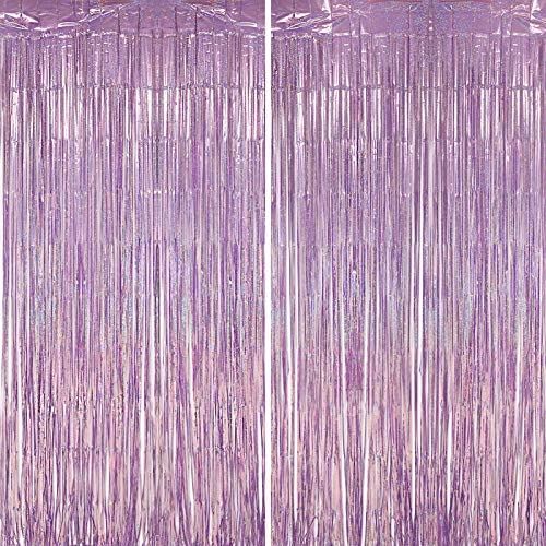 LIHAO タッセルカーテン キラキラ 2個入 パーティー バースデー 誕生日 飾り 飾りつけ 紫 100 x 250 cm