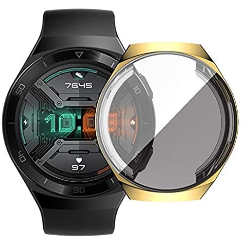 HUAWEI Watch GT2e 46mm ケース【ELMK】全面保護 耐衝撃 柔らかい メッキ 脱着簡単 TPU ウオッチ 保護ケース 超薄型 カバー HUAWEI Watch GT 2e 46mm バンパー 対応（ゴールド）