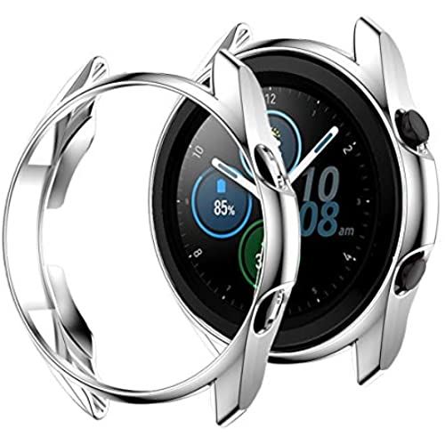 Samsung Galaxy Watch 3 41mm ケース ソフトケース【ELMK】全面保護 耐衝撃 柔らかい メッキ 脱着簡単 TPU ウオッチ 保護ケース 超薄型 カバー Galaxy Watch 3 41mm バンパー 対応（シルバー）