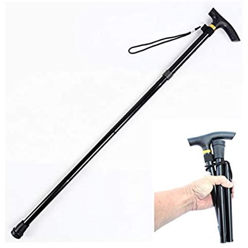 杖 折りたたみ ホルダー 杖 おしゃれ ステッキ 介護用 登山用 つえ ストラップ付 軽量 持ち歩き便利 コンパクト 2色 黒【BELSUS】 ブラック