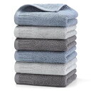 HomeFirst ハンドタオル 6枚セット 綿100% 家庭用 業務用 タオル 34cm×35cm 重さ約50g/枚 おしぼり 人気 ふんわり 柔らかな肌触り 瞬間吸水 速乾 (3色) 3色6枚