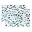 ランチョンマット プレイスマット2枚入 綿100% 40×60cm 北欧風 魚柄 丸洗い可 ランチマット ランチクロス 雰囲気アップ おしゃれ かわいい 生活雑...