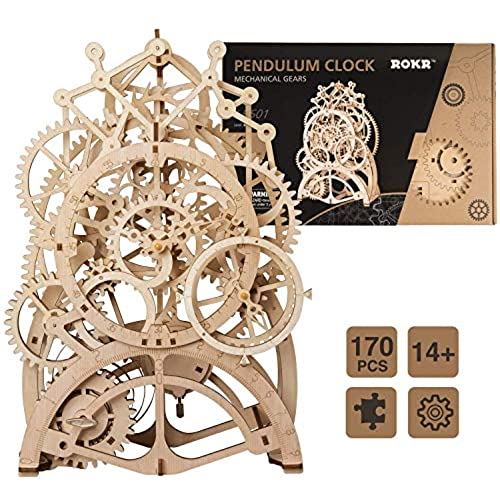 ROKR 振り子時計 電池不要 立体パズル 置時計 木製おもちゃ 木製パズル 機械モデル 手作り 男の子 誕生日 プレゼント ギフト 贈り物 こどもの日 格好いい