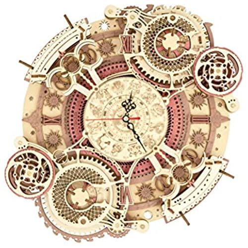 ROKR 立体パズルおもちゃ 木製 使える時計モデル 大人向けパズル モデルキット プレゼント 暇つぶし工作 (掛け時計)