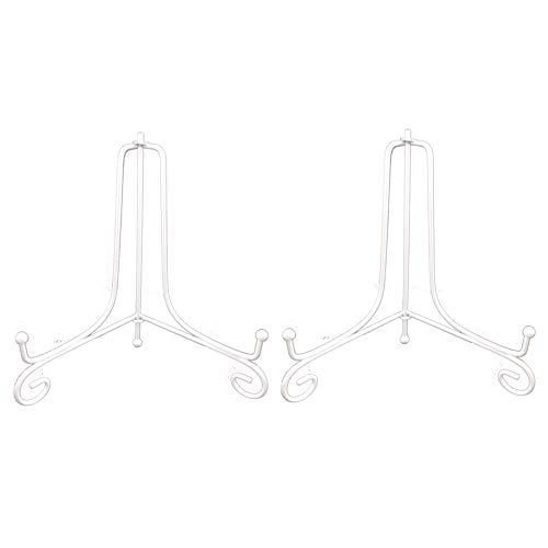 プレートスタンド アイアン 皿立 写真立て 本立て 白8号 (2個セット)