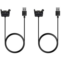 Turnwin for Garmin Vivosmart J HR+充電器 Extra 充電ケーブル for Garmin Vivosmart HR Plus HR + 対応交換用チャージングクレードル USB 黒 x2