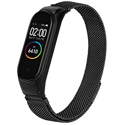 シャオミ スマートウォッチ メンズ Vancle コンパチブル Xiaomi Mi Band 4 / Mi Band 3 バンド 替えベルト ステンレス製 磁気ループス 交換ベルト 対応 シャオミ4/3 スマートウォッチ (ブラック)