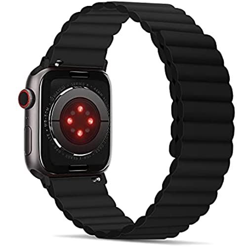Tasikar コンパチブル Apple Watch バンド 40mm 38mm、アップルウォッチ バンドと互換性のあるスポーツバンド、強力な磁気クラスプ付きシリコン交換ストラップ【両面ウェアラブル】Apple Watchシリーズ6 / 5 ... ブラック
