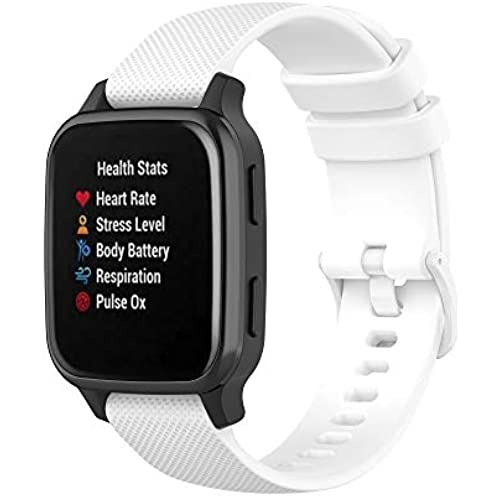 GARMIN ガーミン Approach S42, ForeAthlete 55, Venu Sq Music/Venu Sq, Approach S12用 交換バンド クイックリリースバンド ベルト 交換キット 腕時計バンド シリコン製 ... ホワイト