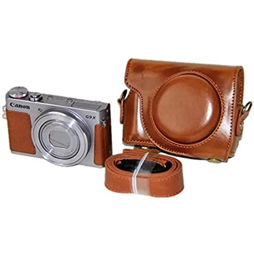 kinokoo Canon デジタルカメラ PowerShot G9 X / G9X mark2 カメラケース PUレザー ショルダーストラップ付 (ブラウン) BR