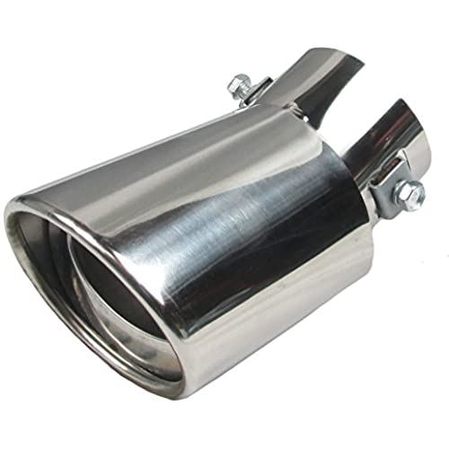 R-STYLE 愛車のリアビューを簡単ドレスアップ オーバルタイプ ステンレスマフラーカッター (シルバー)