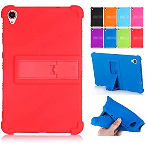 Duanr NEC LAVIE Tab E TE708/KAS PC-TE708KAS ケース カバー 8インチ スタンド機能 シリコン 衝撃吸収 タブレットケース レッド Duanr NEC LAVIE Tab E TE708/KAS PC-TE708KAS ケース カバー 8インチ スタンド機能 シリコン 衝撃吸収 タブレットケース レッド