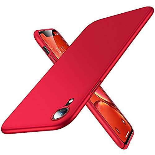 TORRAS iPhone XR ケース 6.1インチ 超薄 PC SGS認証 [ ガラスフィルム付属] 指紋防止 黄ばみなし 擦り傷防止 耐衝撃カバー (レッド)[ Wisdom Series]