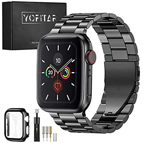 【2021改良モデル】YOFITAR Apple Watch バンド 保護ケース付き ステンレス製 40mm アップルウォッチ 交換ベルト Apple Watch 6/SE/5/4対応 iWatch バンド Apple Watchアクセサリ 長さ調整器具付き(ブラック) Series4/Series5/Series6/SeriesSE 40mm 【2021改良モデル】YOFITAR Apple Watch バンド 保護ケース付き ステンレス製 40mm アップルウォッチ 交換ベルト Apple Watch 6/SE/5/4対応 iWatch バンド Apple Watchアクセサリ 長さ調整器具付き(ブラック) Series4/Series5/Series6/SeriesSE 40mm
