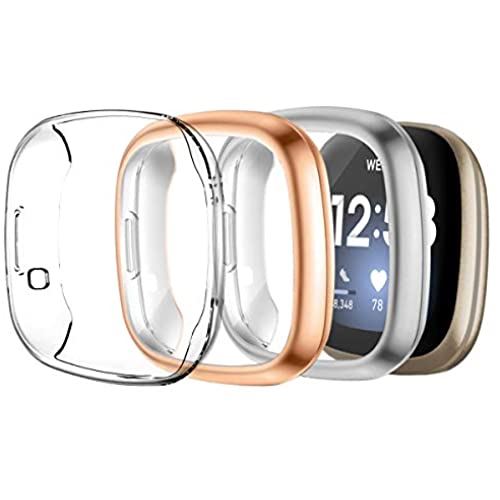 Seltureone 【3個セット】 Fitbit versa 3用ケース Fitbit sense用ケース 保護ケース 保護カバー 柔らかいTPU素材 フルーカバー 高速反応 脱着簡単 耐衝撃性 柔軟性 シルバー+ローズゴールド+クリア Seltureone 【3個セット】 Fitbit versa 3用ケース Fitbit sense用ケース 保護ケース 保護カバー 柔らかいTPU素材 フルーカバー 高速反応 脱着簡単 耐衝撃性 柔軟性 シルバー+ローズゴールド+クリア
