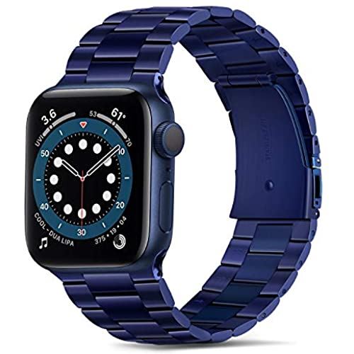 Tasikar コンパチブル Apple Watch バンド 44mm 42mm プレミアムステンレススチールメタル交換バンド Apple Watch SE シリーズ6 シリーズ5 / 4 (44mm) シリーズ3 / 2 / 1 (42mm)用 (青い) 42mm/44mm ブルー
