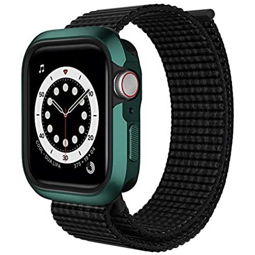 Apple Watch ケース 44mm Apple Watch Series SE/6/5/4対応 バンド付き アップルウォッチ 44mm カバー 360°全面保護 アルミ＋TPU 2重構造 防塵 耐衝撃 傷防止 アップルウォッチケース SUNTAIHO Warriorser シリーズ - インバネスグリーン【2021新型】