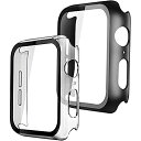 Misxi 【2枚】対応Apple Watch Series 6 / SE / 5 / 4 40mm 用 ケース, 一体型PC素材 全面保護 強化ガラス保護カバー(1 ブラック + 1 クリア)(2)