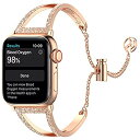 SamHity apple watch バンド ステンレス チェーン 高級 華奢 キラキラ 装着簡単 長さ調整可 コンパチブル アップルウォッチ ベルト apple watch Series ... 42mm-44mm ローズゴールド