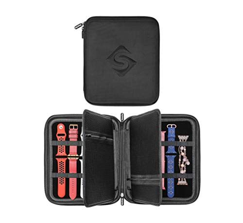 SMARTEC スマートウォッチバンド&アクセサリー 旅行/収納ケース 10本以上収納 Apple Watchバンド全シリーズ対応 ブラック