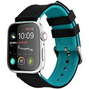 Apple Watch バンド 40mm 38mm 44mm 42mm、Fullmosa 全6色 アップルウォッチバンド iWatch Series 6/5/4/3/2/1、SE対応 シリコン製 (ブラック+ブルー 38mm/40mm) ブラック/ブルー(2)