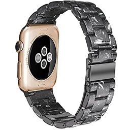 Miimall 対応Apple Watch 1/2/3/4/5/6/SE 樹脂バンド Apple Watch 3 40mm 交換バンド バンド 樹脂材質 ステンレス 調節可能 アップルウォッチ 3 38mm スマート ウォッチ 交換バンド ベルト(ブラック|38mm 40mm)