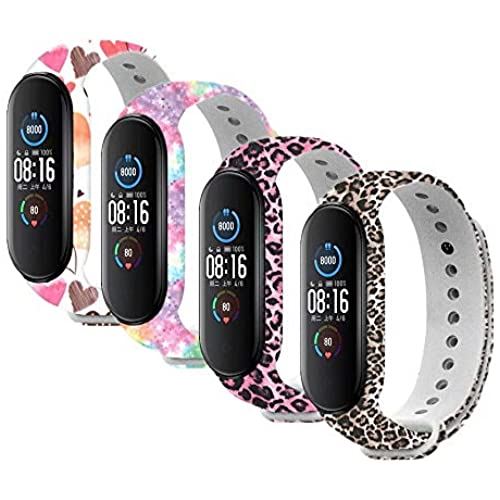 シャオミ スマートウォッチ メンズ T-BLUER Compatible with Xiaomi Mi Band 5/Mi Band 6 Band,Xiaomi Miband 5/6のシリコンカラフルな交換用ストラップ、クラスプフィットネスバンド ... 4pcs01