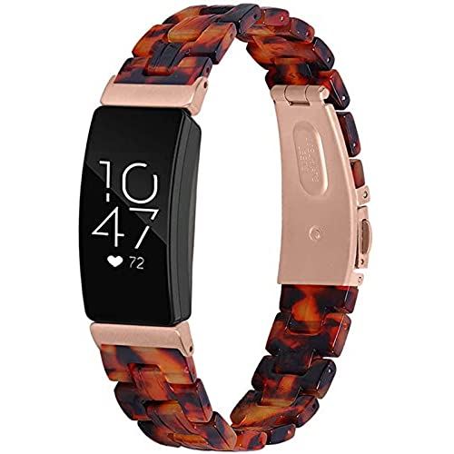 Miimall 対応Fitbit Inspire 2 樹脂バンド 交換べルト フィットビット Inspire2 交換ベルト バンド 樹脂材質 ステンレス 調節可能(べっ甲)
