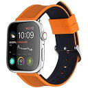 Apple Watch バンド 44mm 42mm 40mm 38mm、Fullmosa 全6色 アップルウォッチバンド iWatch Series 6/5/4/3/2/1、SE対応 シリコン製 （パンプキンオレンジ+ブラック 42mm/44mm）