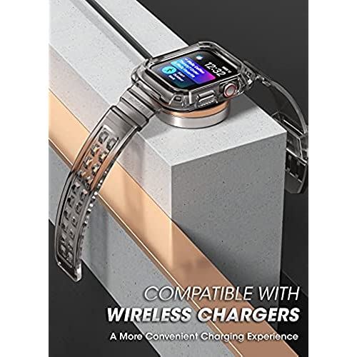 SUPCASE AppleWatch 2020 SE/6/5/4 44mm 保護ケース バンド 衝撃吸収 アップルウォッチ 対応 カバー (AppleWatch SE/6/5/4 44mm, 透明黒)