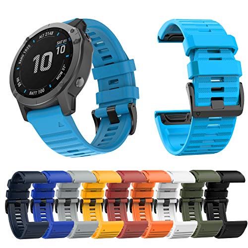 FIVOF 26MM 22MM バンド for ガーミン 交換用シリコン製 ベルト対応ガーミンGarmin Approach S60 S62 MARQ Forerunner 935/945 Instinct ... スカイブルー FIVOF 26MM 22MM バンド for ガーミン 交換用シリコン製 ベルト対応ガーミンGarmin Approach S60 S62 MARQ Forerunner 935/945 Instinct ... スカイブルー