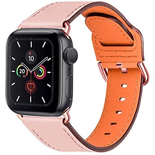 コンパチブル アップルウォッチ バンド 38mm 40mm 42mm 44mm、apple watch バンド、アップルウォッチストラップ交換用革ベルト、ビジネス、シンプルさ、ファッション、iwatch series ... ピンク/ローズピンク