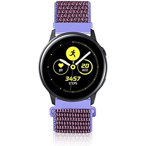 20mm時計バンドFinancingpig 軽量 通気性 ナイロン スポーツループ 交換用ベルトSamsung Galaxy Watch Active 2 44mm 40mm/Galaxy Watch 42mm スマートウォッチ スポーツストラップ (20mm, ライラックパープル)