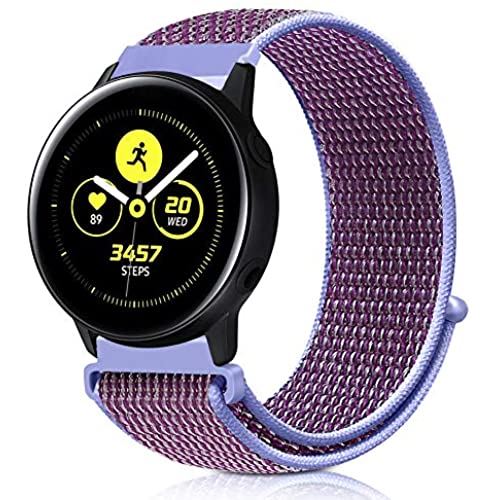 20mm時計バンドFinancingpig 軽量 通気性 ナイロン スポーツループ 交換用ベルトSamsung Galaxy Watch Active 2 44mm 40mm/Galaxy Watch 42mm スマートウォッチ スポーツストラップ (20mm, ライラックパープル)