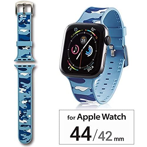 エレコム Apple Watch バンド 44mm/42mm シリコン 迷彩 カモフラ(ブルー) AW-44BDSCCMB
