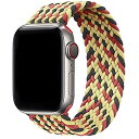 Apple watch バンド アップルウォッチ バンド ブレイデッドソロループ 編組バンド コンパチブル スポーツバンド 交換ベルト 柔らかいシリコーン糸混紡リサイクルヤーン素材 apple watch Series ... 42/44mm-M ブラック＋イエロー＋レッド