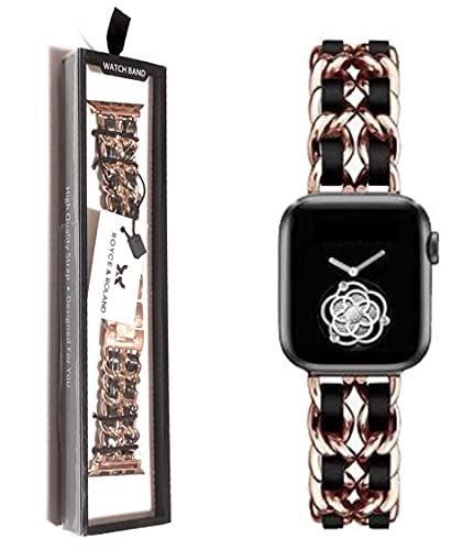 Royce&Roland チェーンブレスレット Apple Watch アップルウォッチ 専用box付_42/44, rose gold/black
