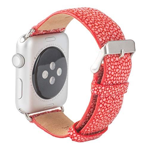 [Revetta] エイ革 ガルーシャ スティングレイ Apple Watch Series 6/5/4/3/2/1 バンド ベルト レッド 赤 42mm 44mm [091-5stab42-1] 42mm/44mm