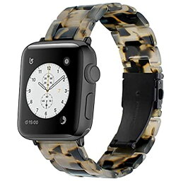 【Daturus】 Apple Watch 樹脂ベルト ステンレス留め金 互換Apple Watch series1/2/3/4/5/6 サイズ38mm/40mm アップルウォッチ ベルト ファッション/カジュアルスタイル アップルウォッチ シリーズ1/2/3/4/5/6対応 apple watch バンド 腕時計ストラップ(ブラックグレー)